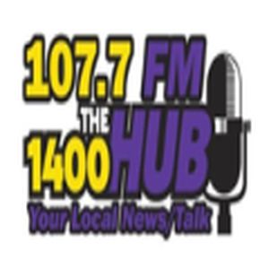 107.7 FM & 1400 The Hub logo